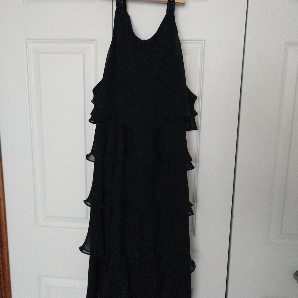 Black tiered mini dress